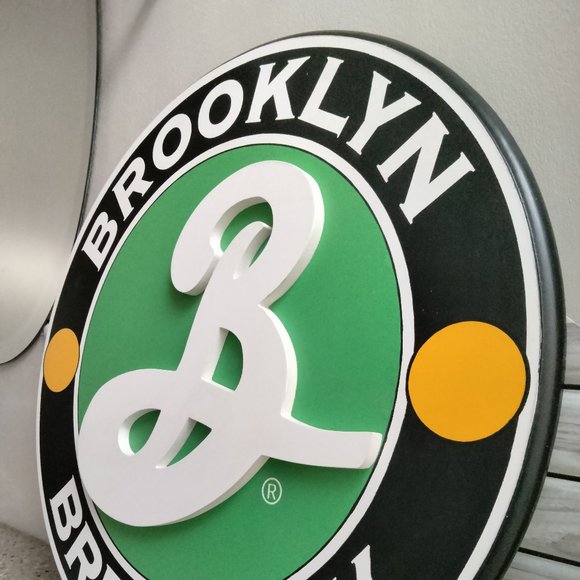 Brooklyn Brewery 3D Painted Round Wooden Pub Sign - Picture 4 of 11